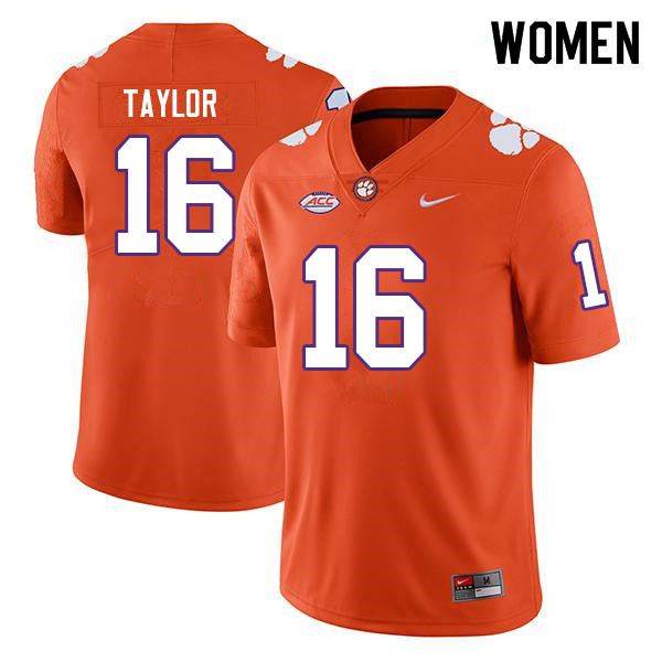 Women #16 Will Taylor Clemson Tigers College Football Jerseys Sale-Orange
